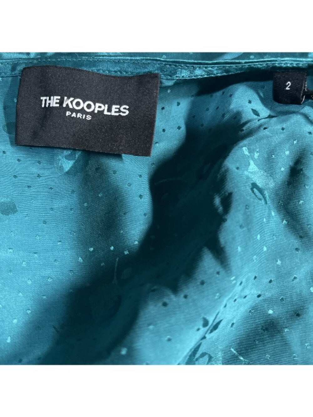 NWT The Kooples Mandarine Jacquard Green Silk Blend Blouse NWT Size 2 Designer - Picture 4 of 9